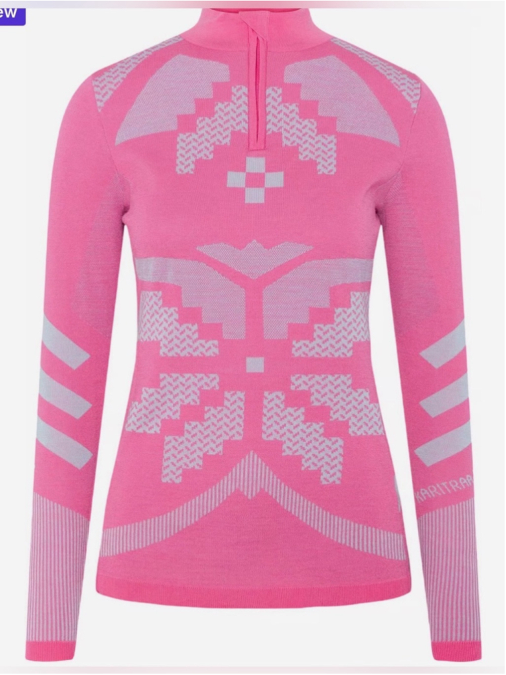 Kari Traa Wool Blend Half Zip Base Layer Top Size Small Pink Orange Nordic Ski